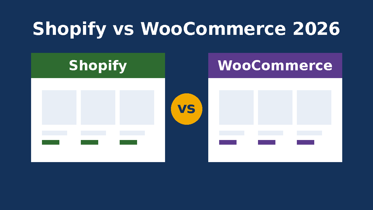 Shopify vs WooCommerce comparison: two online store layouts side by side